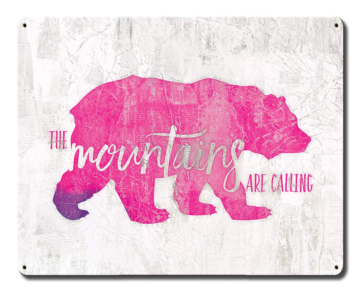 The Mountains Are Calling Vintage Sign