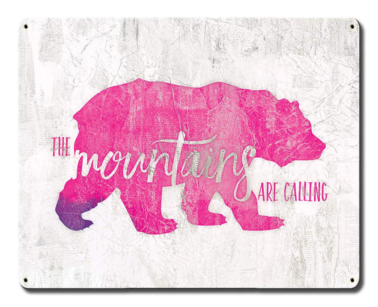 The Mountains Are Calling Vintage Sign