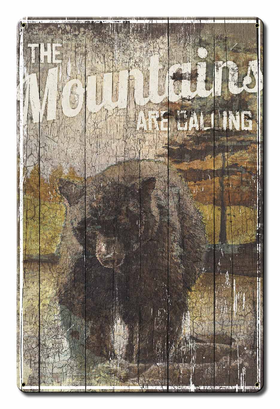 The Mountains Are Calling Vintage Sign