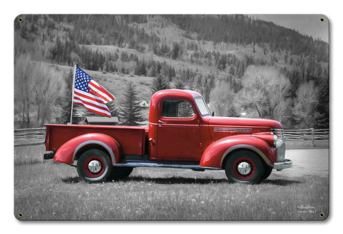 Truck Flag Vintage Sign