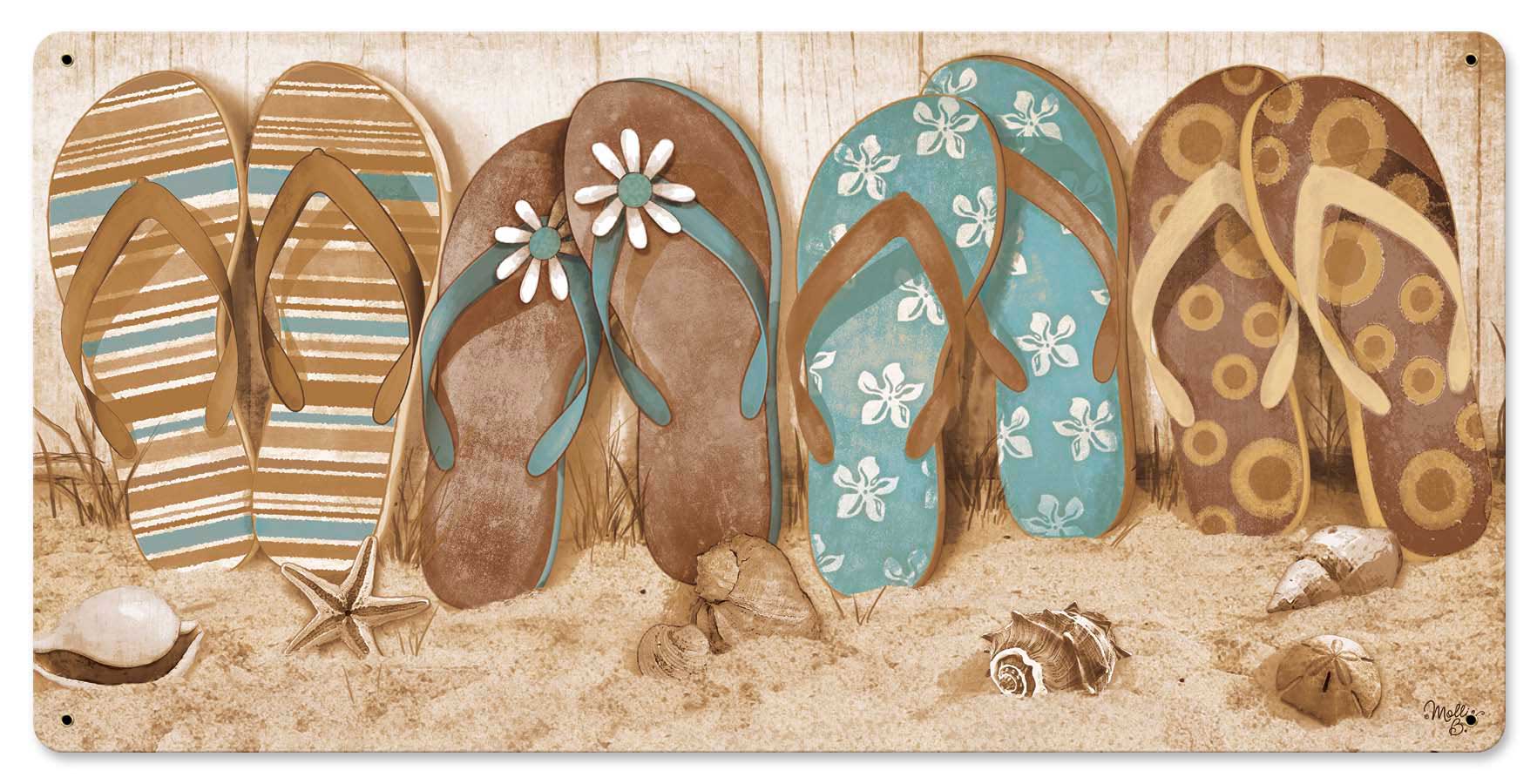 Flip Flops In Sand Vintage Sign