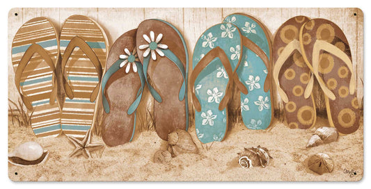Flip Flops In Sand Vintage Sign
