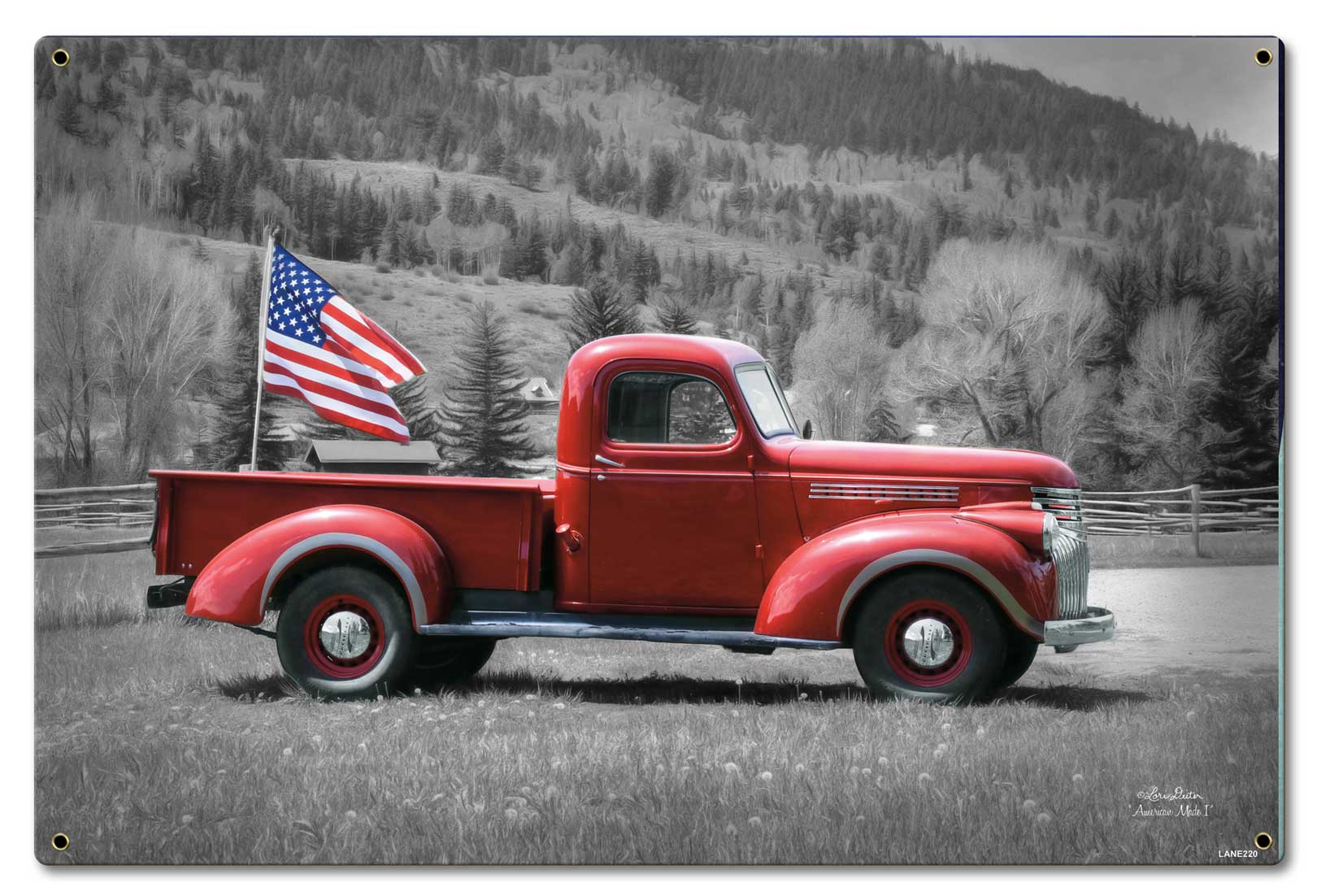 Truck Flag Vintage Sign