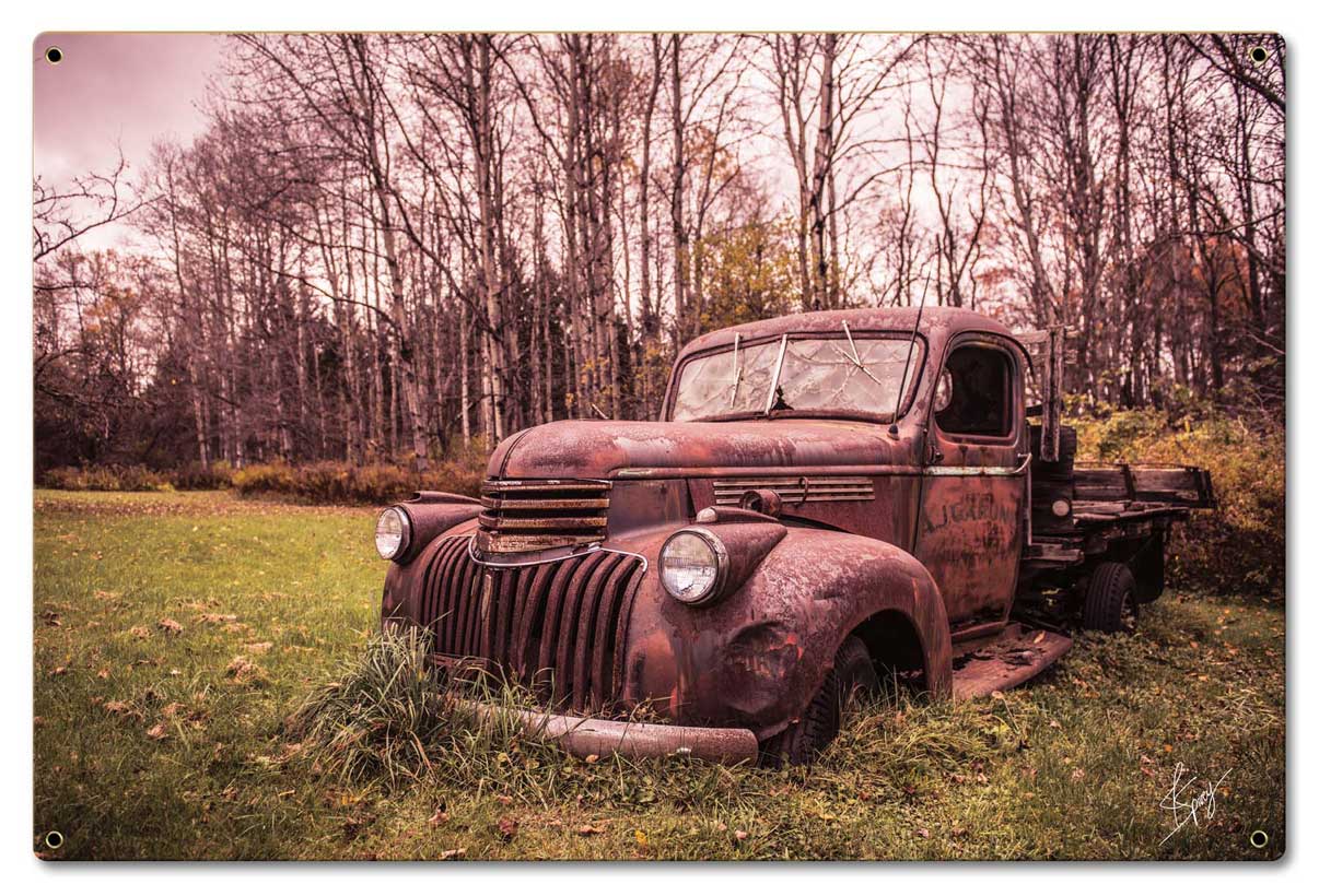 Chevy In Field Vintage Sign