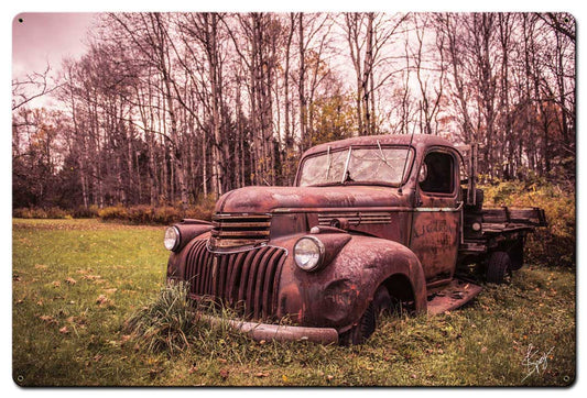 Chevy In Field Vintage Sign