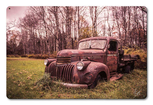 Chevy In Field Vintage Sign