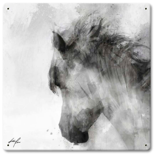 Horse Drawing BW Lt Facing Vintage Sign