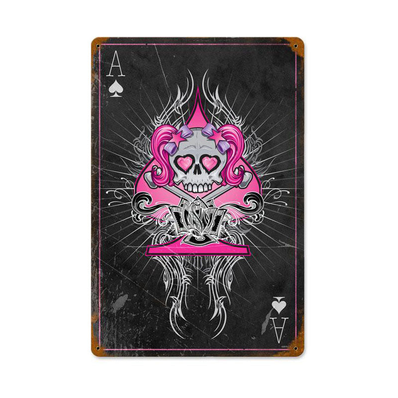 Pink Ace Skull Vintage Sign