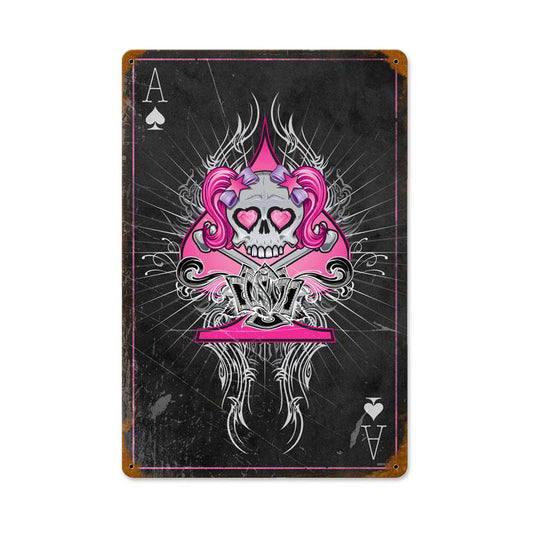 Pink Ace Skull Vintage Sign