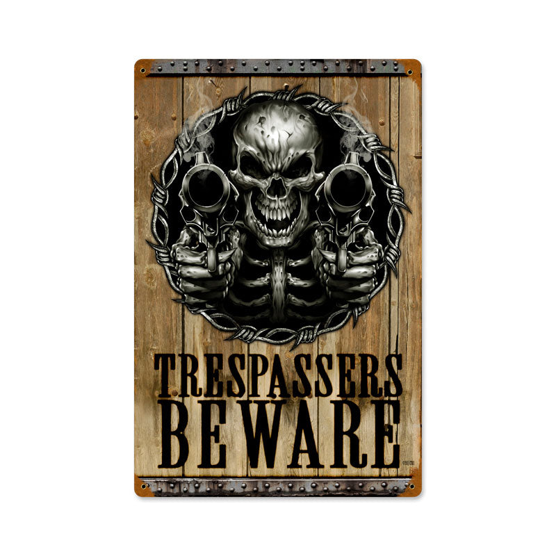 Trespassers Beware Vintage Sign