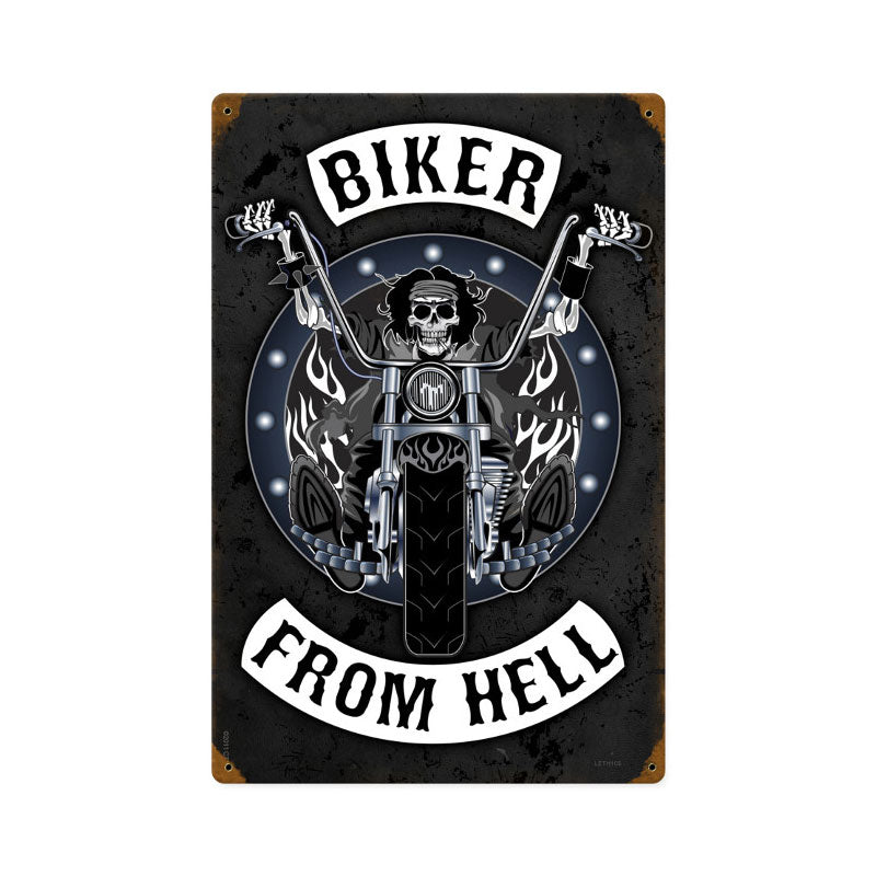 Biker From Hell Vintage Sign