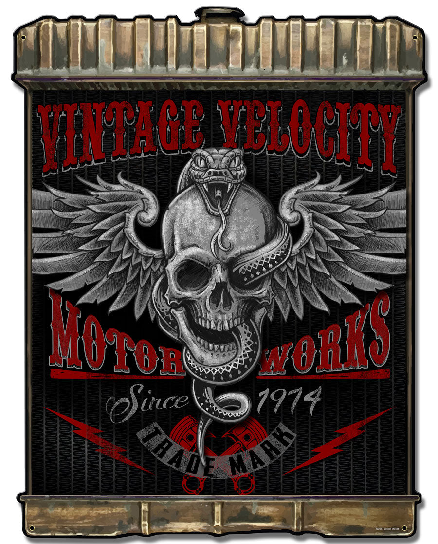 Radiator Snake Skull Vintage Sign