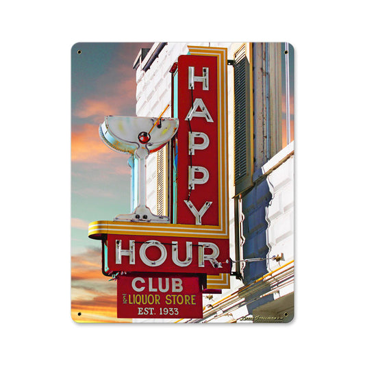 Happy Hour Club Vintage Sign