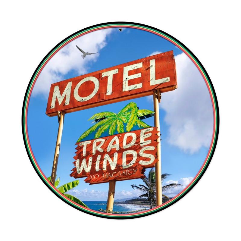 Trade Winds Motel Round Vintage Sign