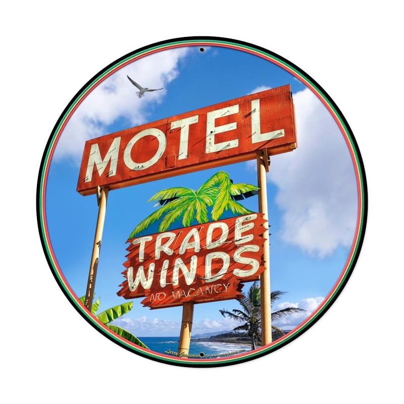 Trade Winds Motel Round Xl Vintage Sign