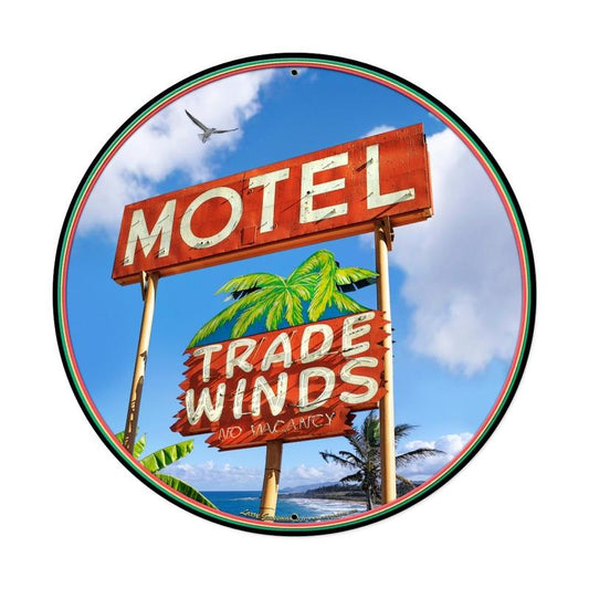 Trade Winds Motel Round Xl Vintage Sign