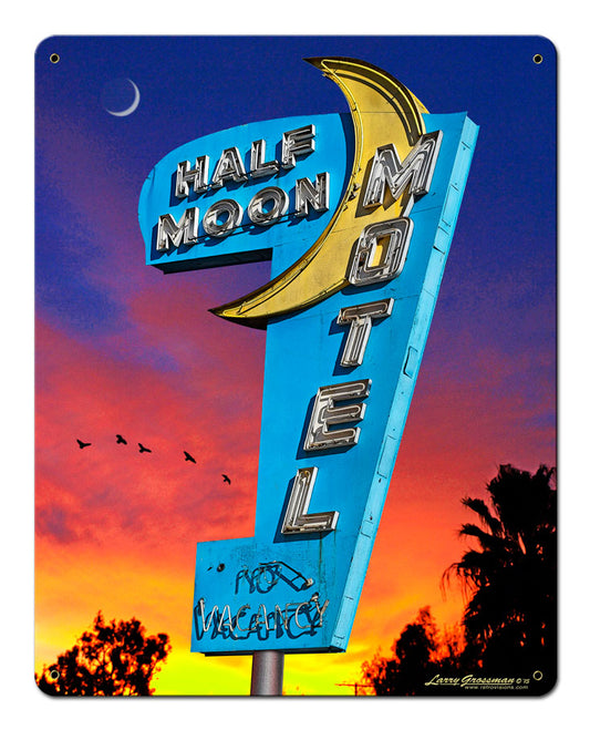 HALF MOON MOTEL SATIN Vintage Sign