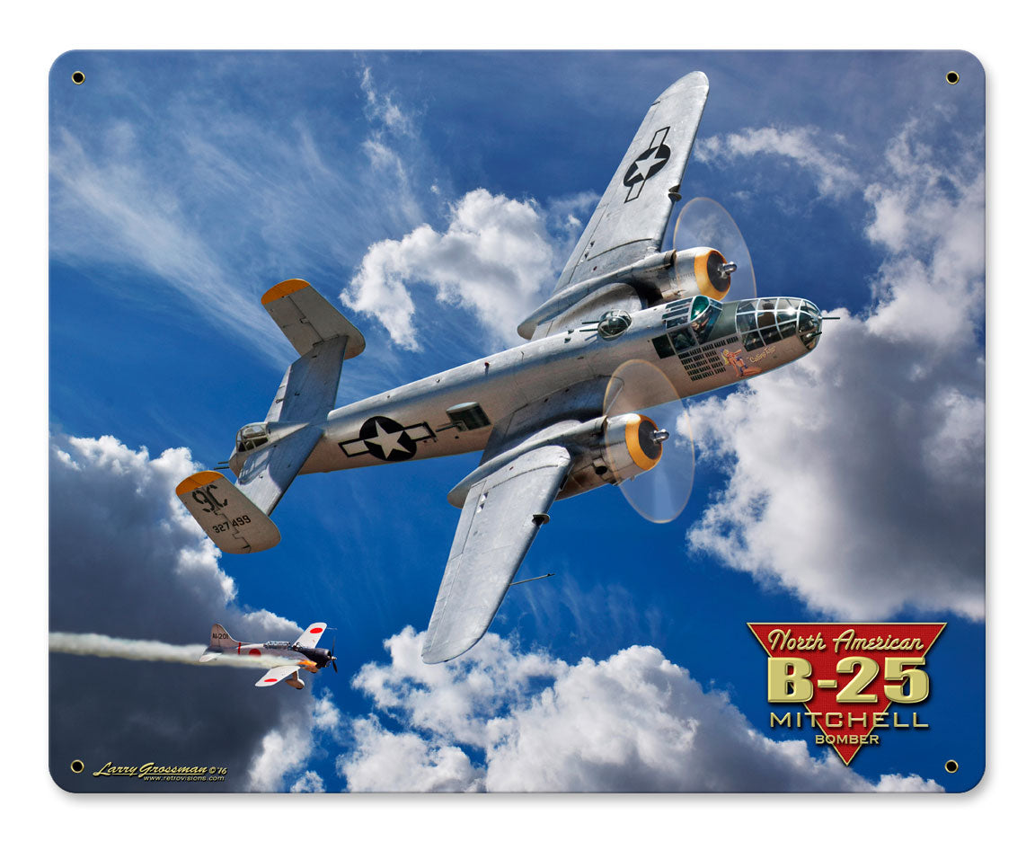 B-25 Mitchell Bomber Vintage Sign