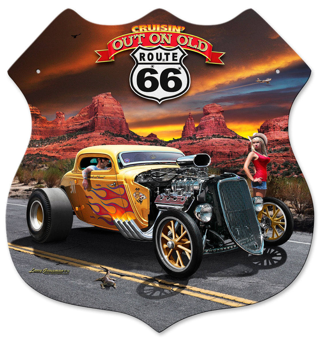 OUT ON ROUTE 66 Vintage Sign