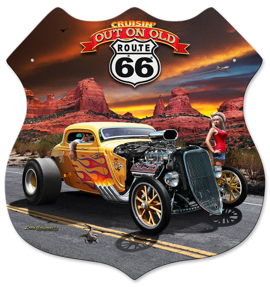 OUT ON ROUTE 66 Vintage Sign