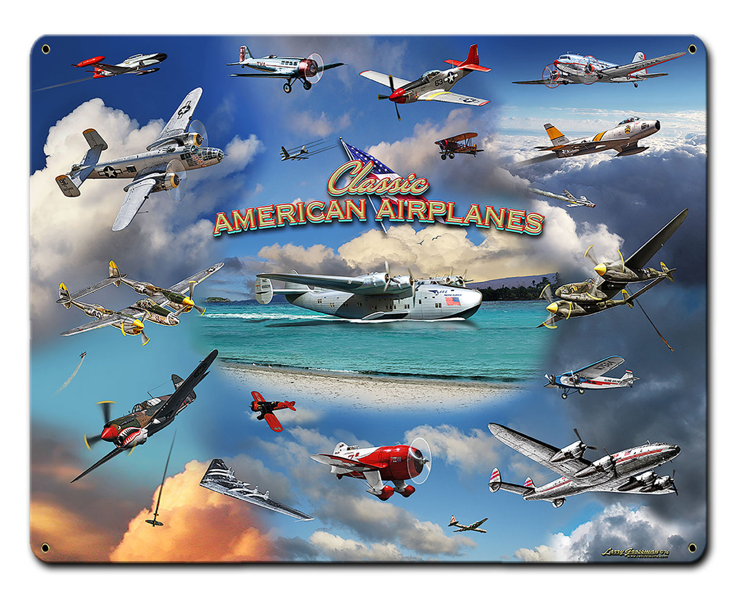 Airplane Collage Vintage Sign