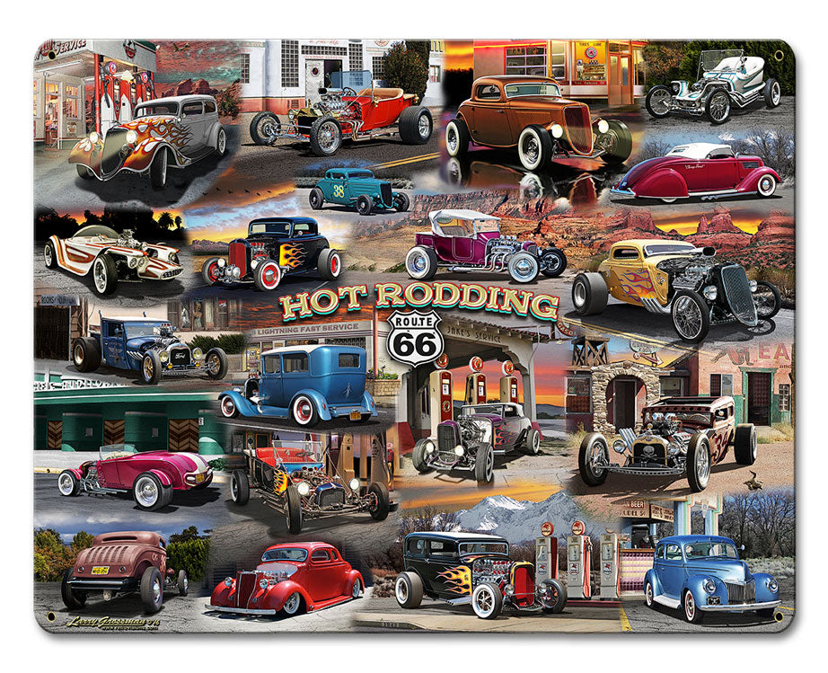 HOT ROD COLLAGE Vintage Sign