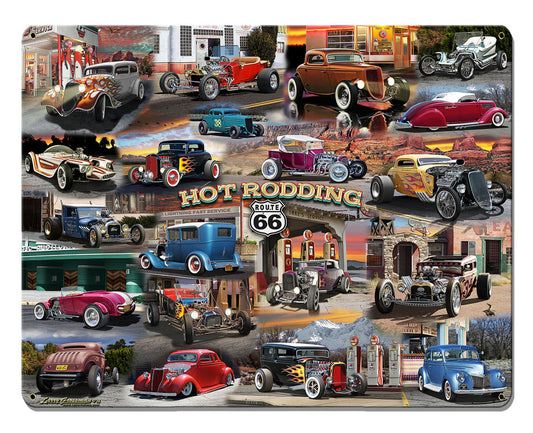 HOT ROD COLLAGE Vintage Sign