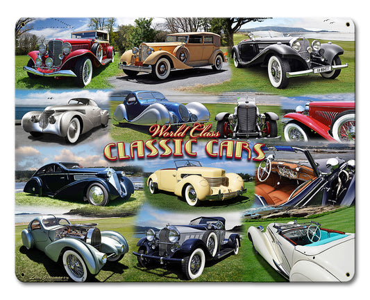 CLASSIC CAR COLLAGE Vintage Sign
