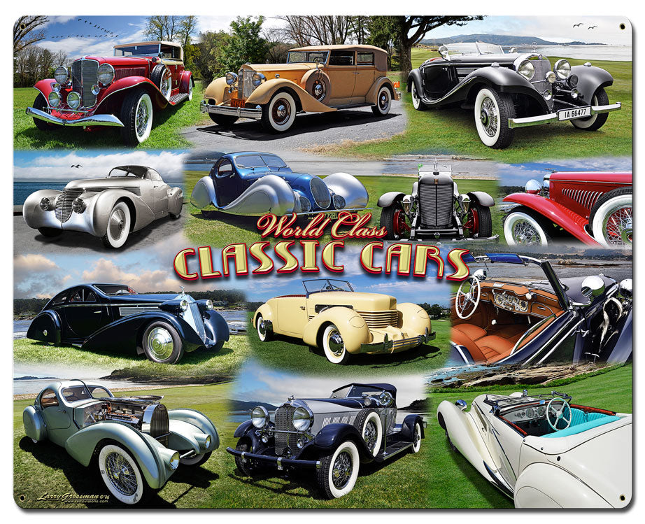 CLASSIC CAR COLLAGE Vintage Sign