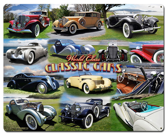 CLASSIC CAR COLLAGE Vintage Sign