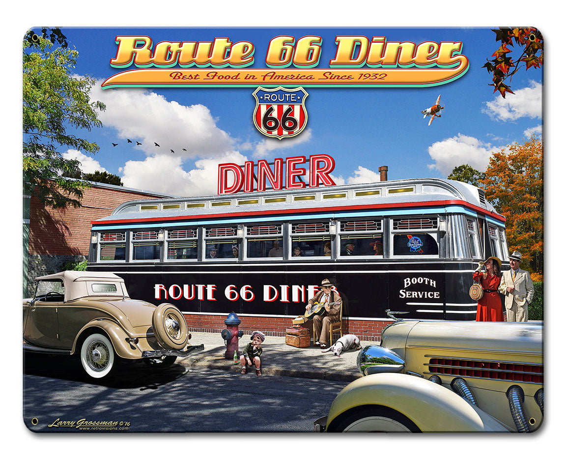 1936 ROUTE 66 DINER Vintage Sign