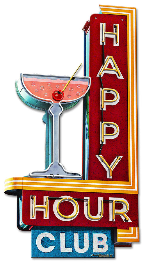 Happy Hour Club Vintage Sign