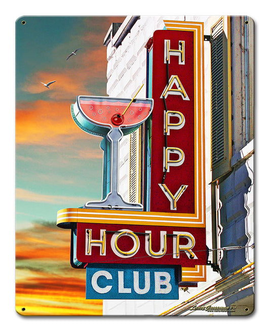 Happy Hour Club Vintage Sign