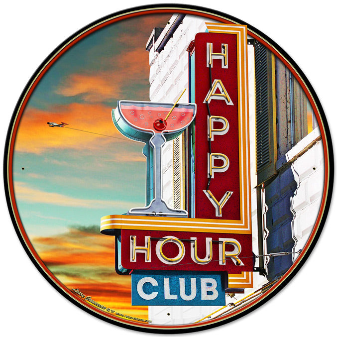 Happy Hour Club Vintage Sign