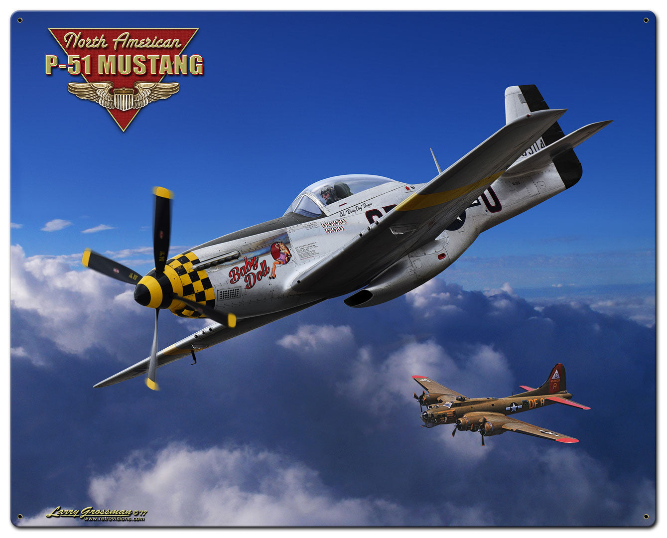 P-51 Mustang Vintage Sign
