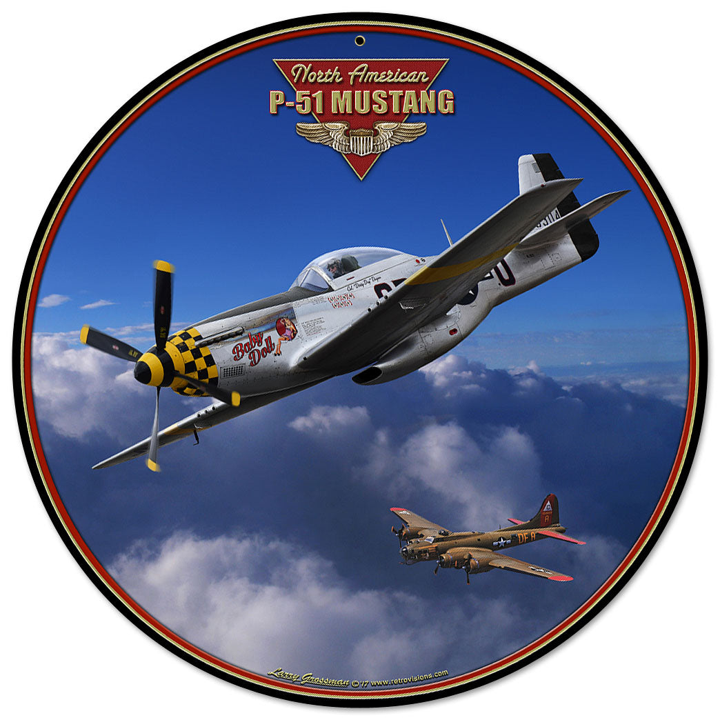 P-51 Mustang Vintage Sign