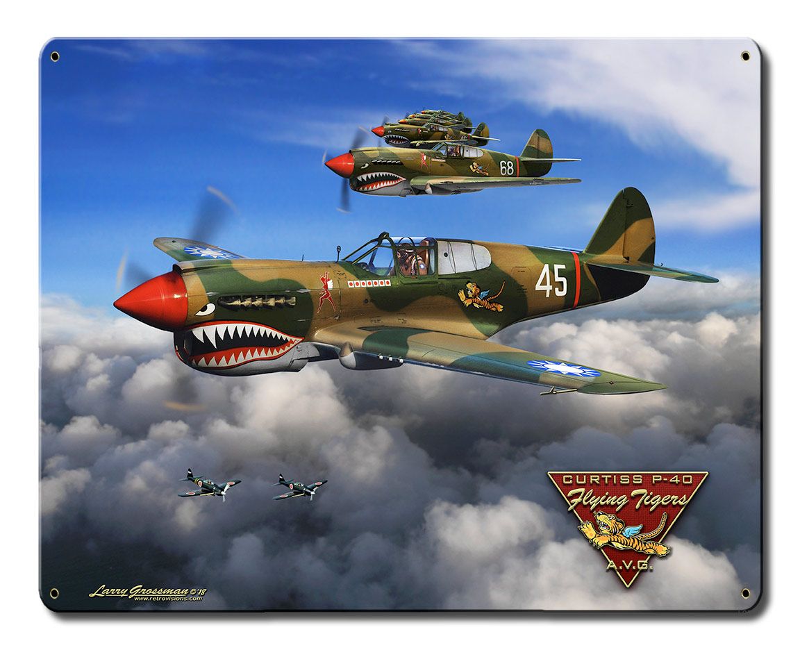 P-40 Flying Tigers Vintage Sign