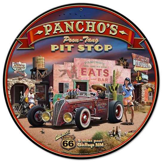 Pancho's Poon-Tang Pit Stop Vintage Sign