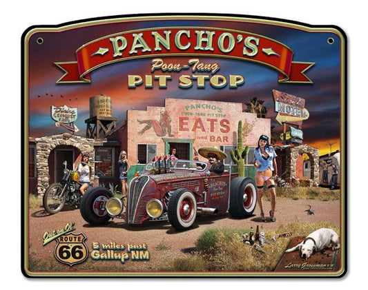 Pancho's Poon-Tang Pit Stop Vintage Sign