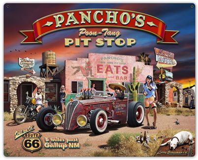 Pancho's Poon-Tang Pit Stop Vintage Sign