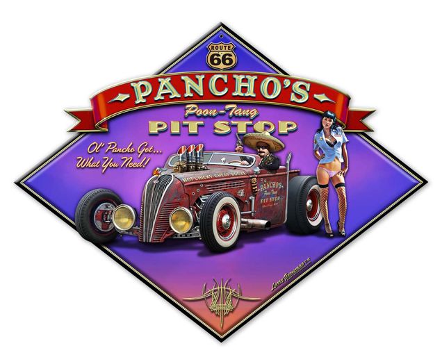 Pancho's Poon-Tang Pit Stop Vintage Sign