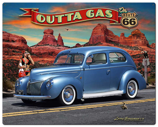 1939 Rod Sedan Rt 66 Vintage Sign