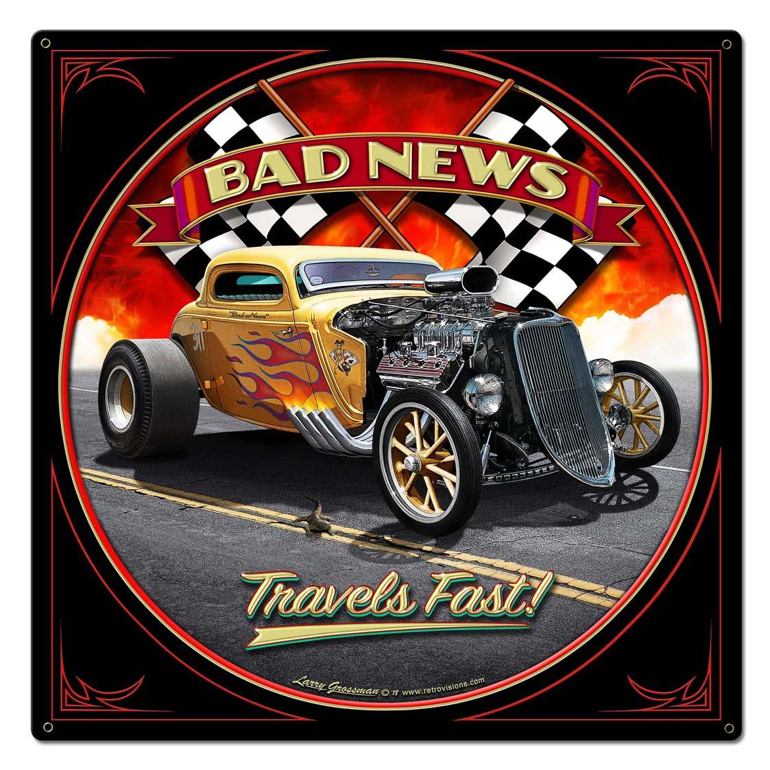 1933 Bad News Vintage Sign