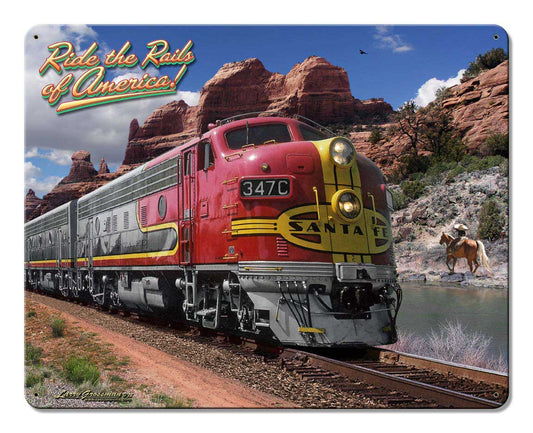 Ride The Rails Of America Vintage Sign