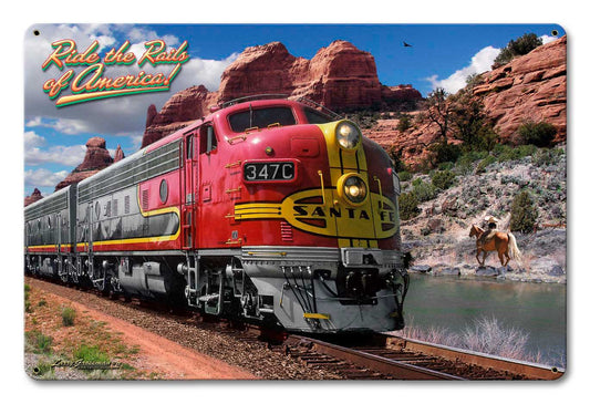 Ride The Rails Of America Vintage Sign