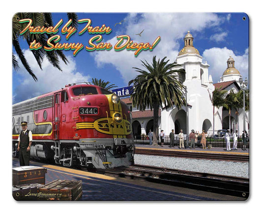 Travel By Train Vintage Sign