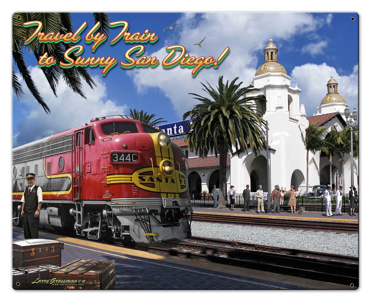 Travel By Train Vintage Sign