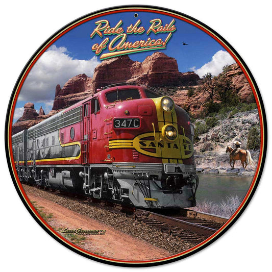 Ride The Rails Of America Vintage Sign