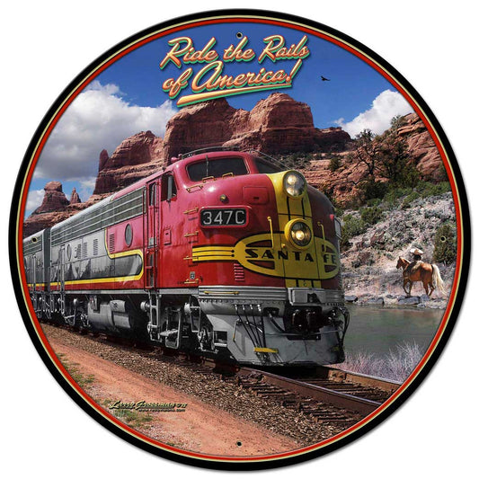 Ride The Rails Of America Vintage Sign