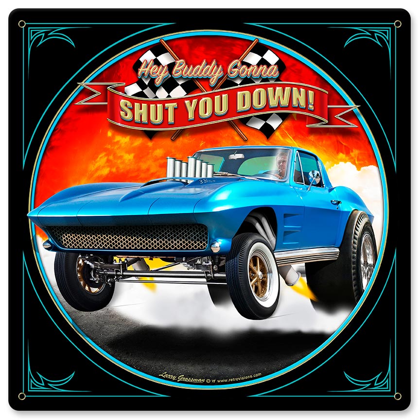 1963 SHUT DOWN Vintage Sign